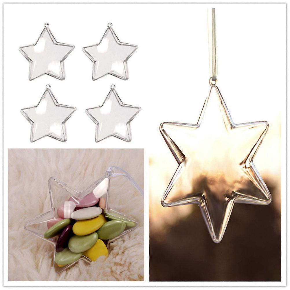 Plastic Hanging Ornaments Fillable Star Shape Candy for Wedding 5Pcs