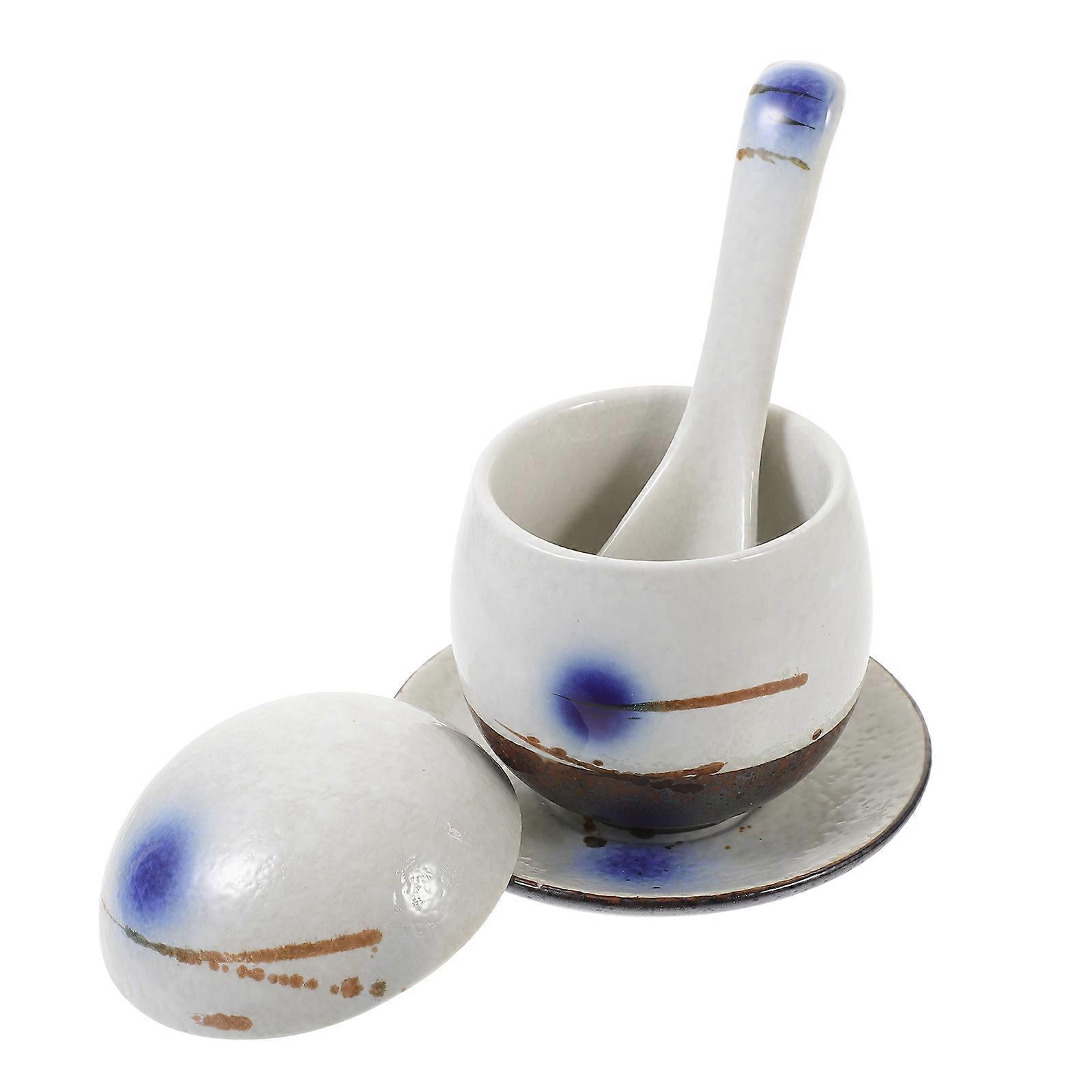 Creative Ceramic Steaming Bowls for Kitchen 2Sets Blue Japanese Style