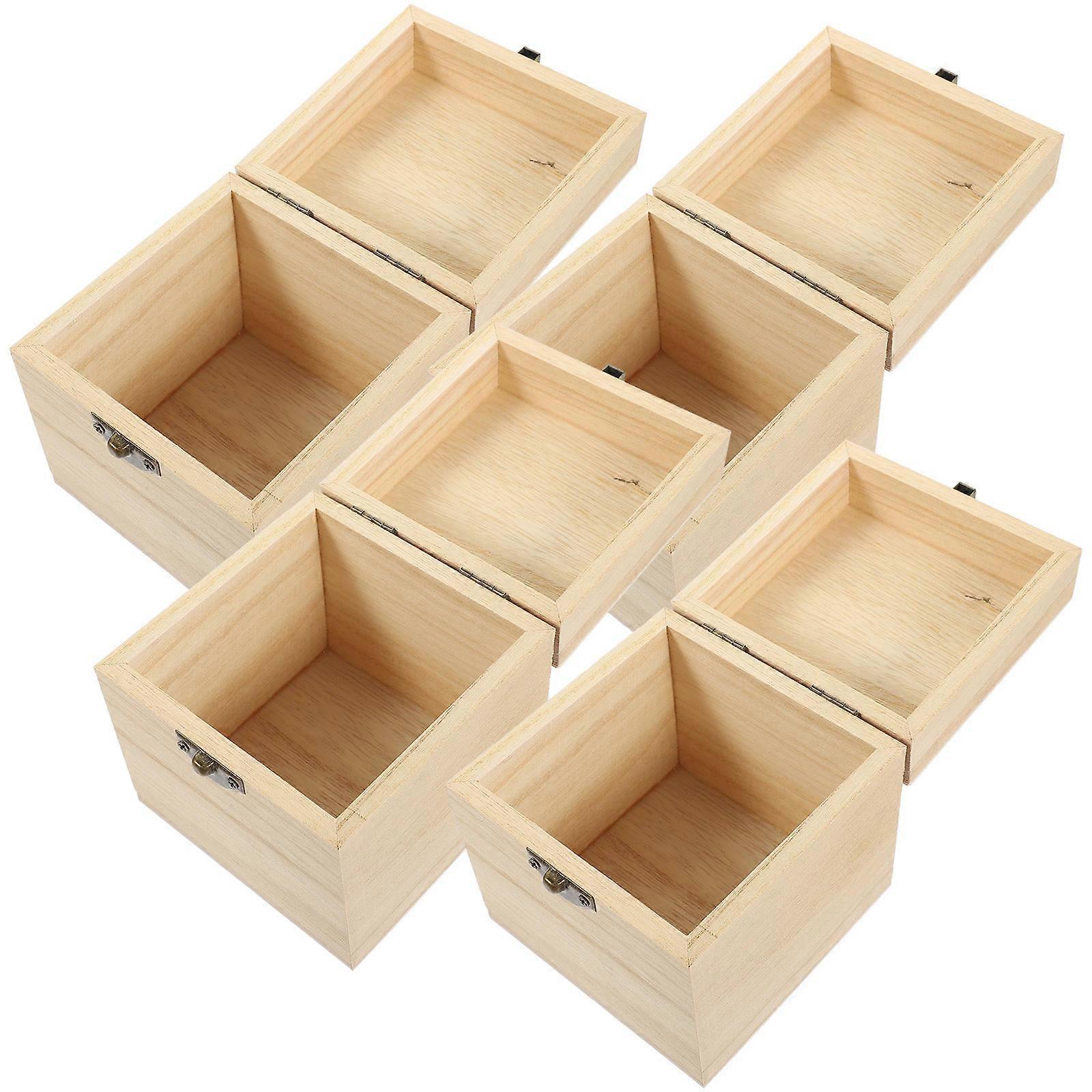 16Pcs Wooden Storage Box for Storage with Lock Lid Light