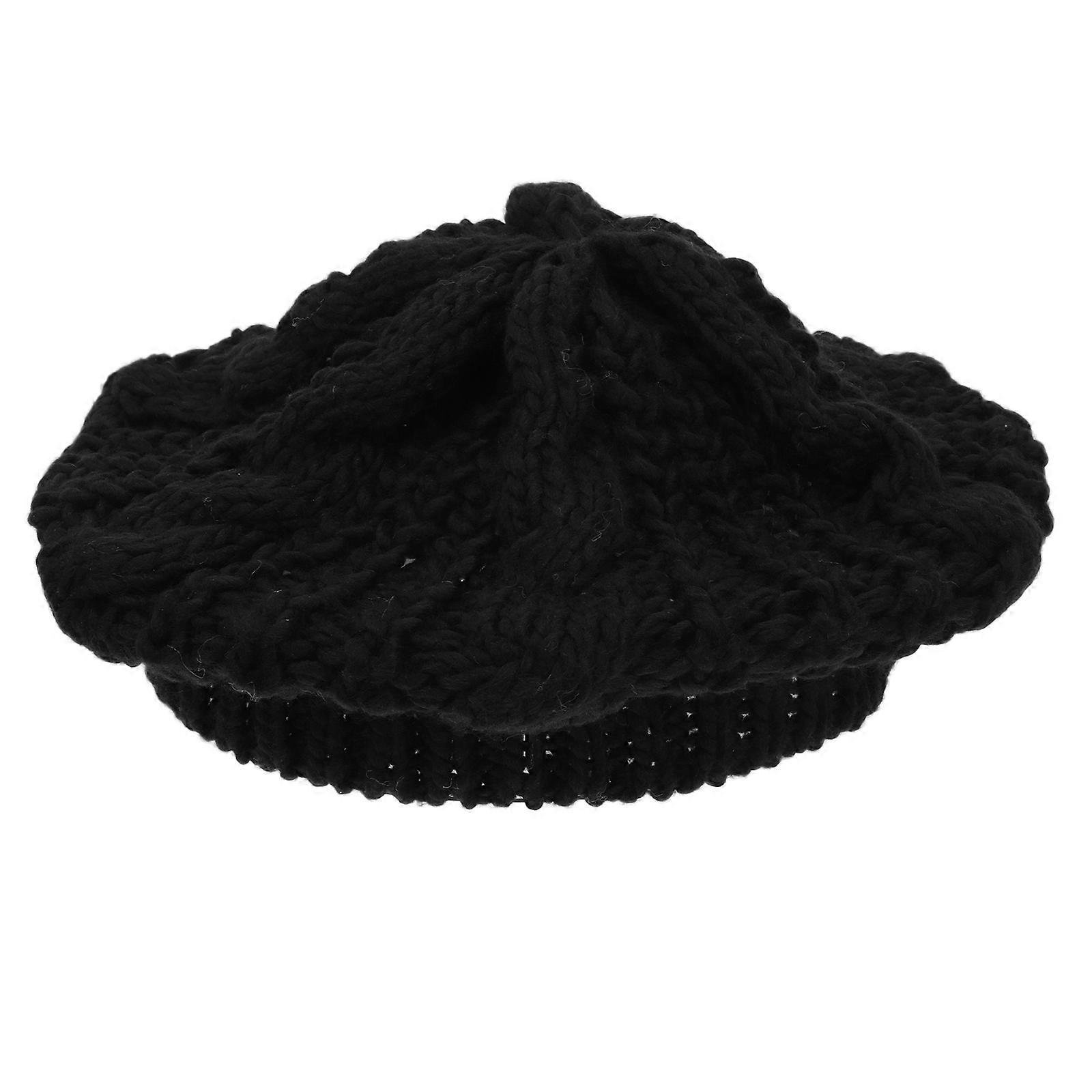 Wind-Proof Hat Knitted Beret Comfortable Hat for Winter Use 2Pcs