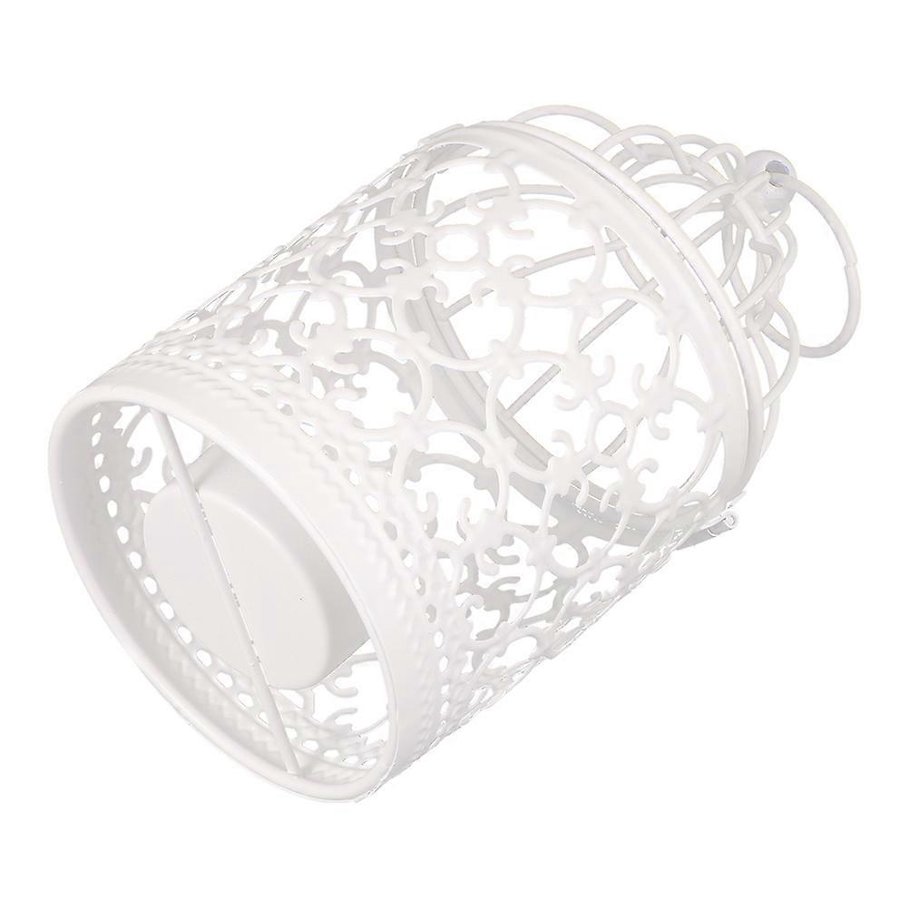 Home Adornment Bird Cage Candle Holders Iron Function 4Pcs White Set