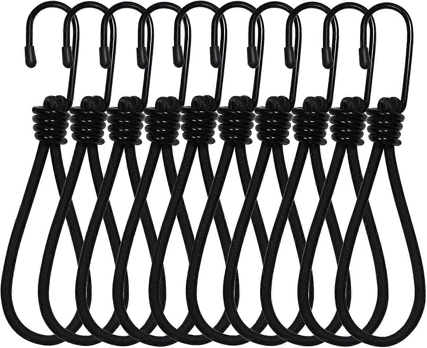Elastic Cord - 10 Pieces - 15 cm - Elastic - Bungee Cords - Bungee Cords with Hooks - Tie Down Straps - Quick Release Straps - Luggage Straps - Suita