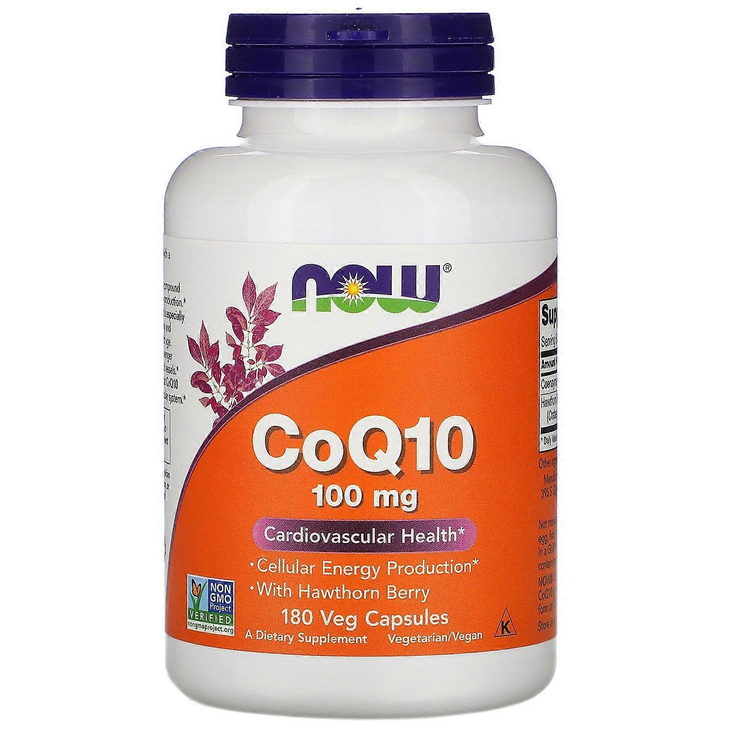 Now Foods, CoQ10 με Μούρο Κράταιγος, 100 mg, 180 Veg Κάψουλες