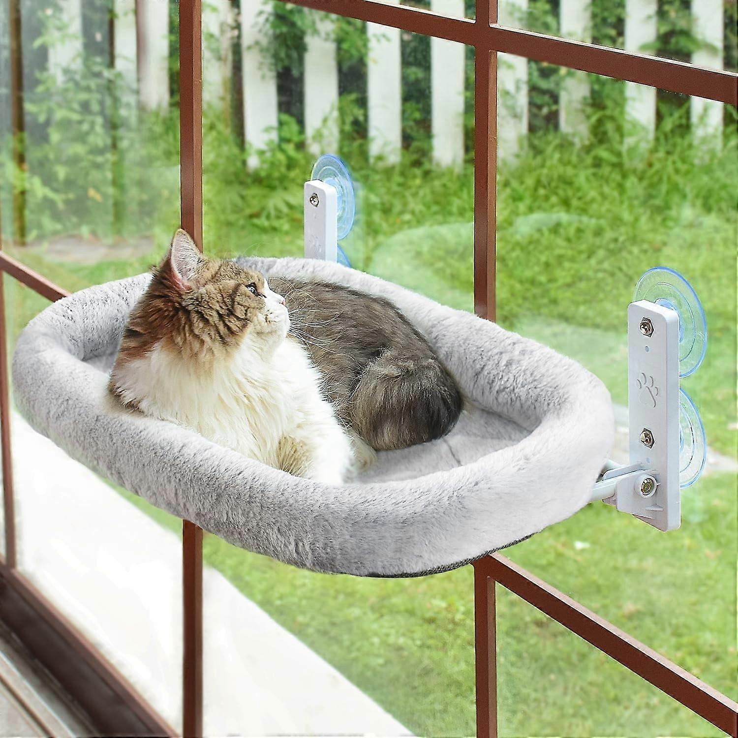 Cordless Cat Window Cushion, Foldable Cat Bed Cat Hammock, with 4 One Strong Suction Cup, Suitable for Indoor Wall Cats