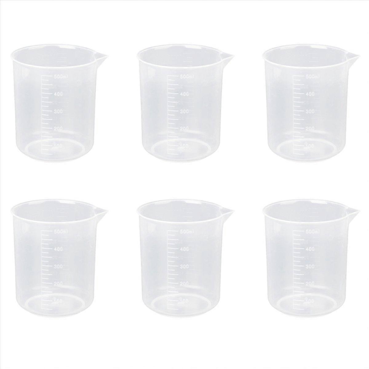 6X 500ml Graduated Beaker Transparent