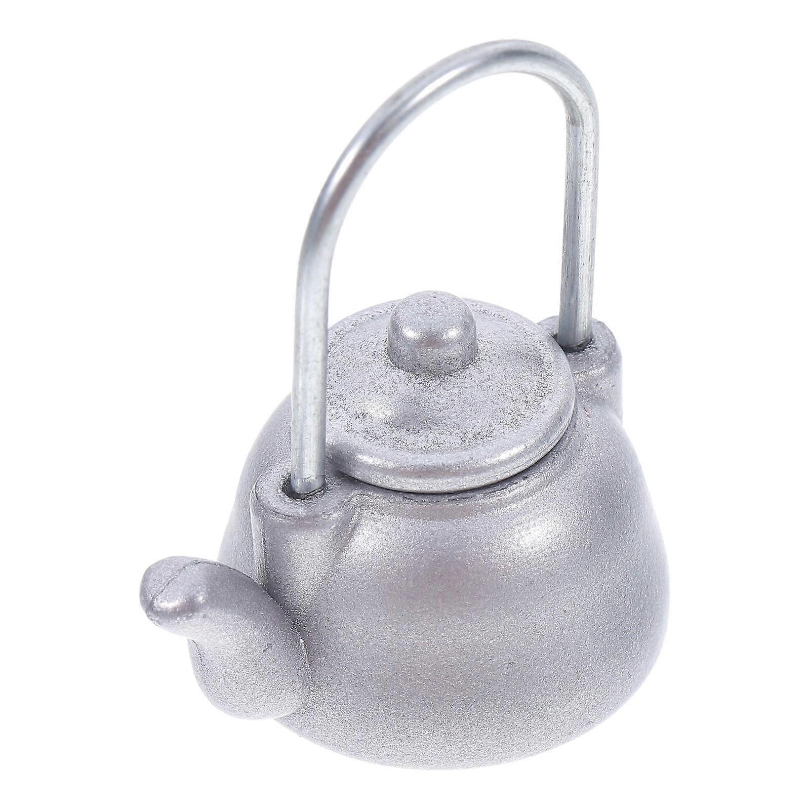 Dollhouse Silver Kitchen Miniature Kettle for Decoration Plastic Prop