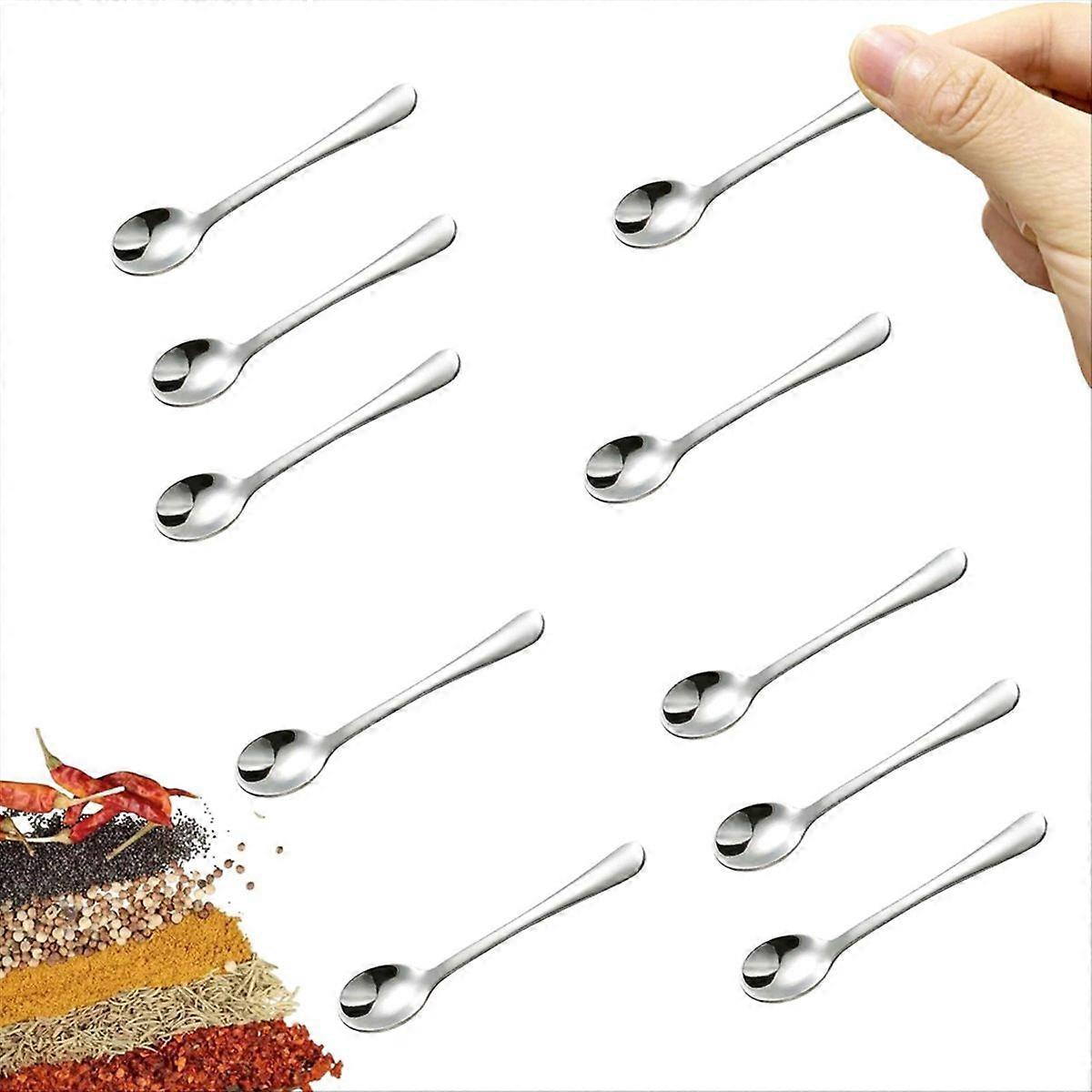 10 PCS Tiny Spoons, Cute Small Stainless Steel Condiment Spoons