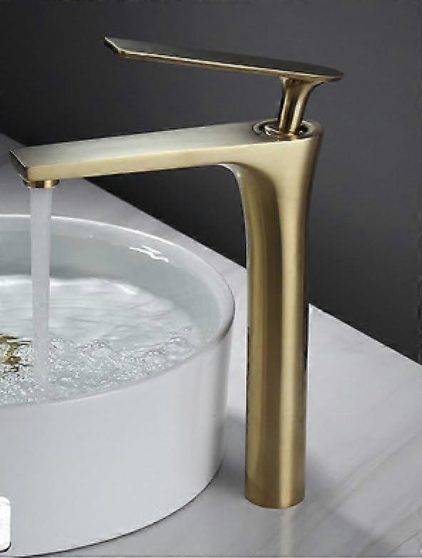 Faucet Countertop Basin Faucet Arc SingleHole Hot And Cold Brushed Gold Finish