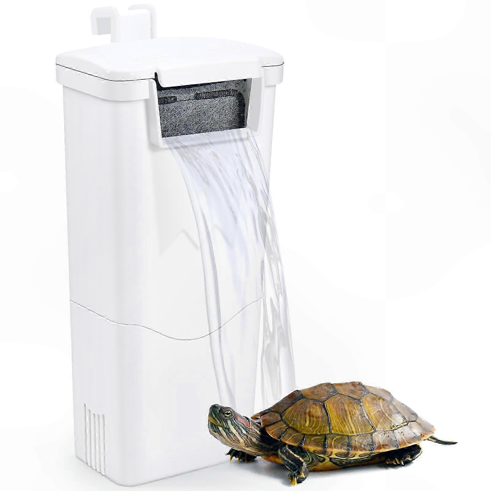 Aquarium Filter for 5-10 Gallon Tanks with Quiet Waterfall Flow and Ultra-Low Water Level Design for Turtles and Fish