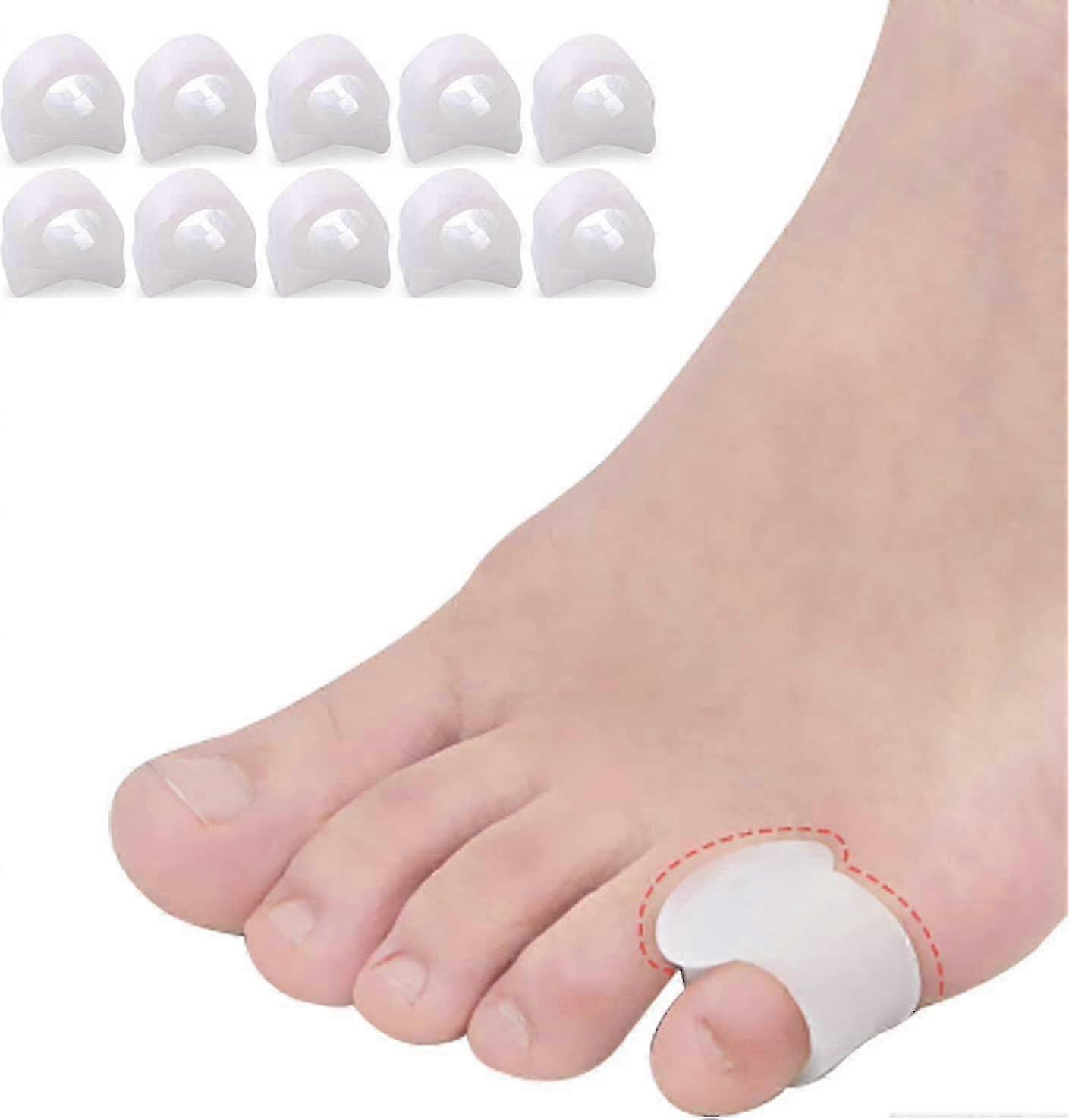 2025 10pcs Pinky Toe Separator, Gel Toe Spacers Straightener, Hammer Toe Corrector, Silicone Little Toe Spacers For Overlapping Toe
