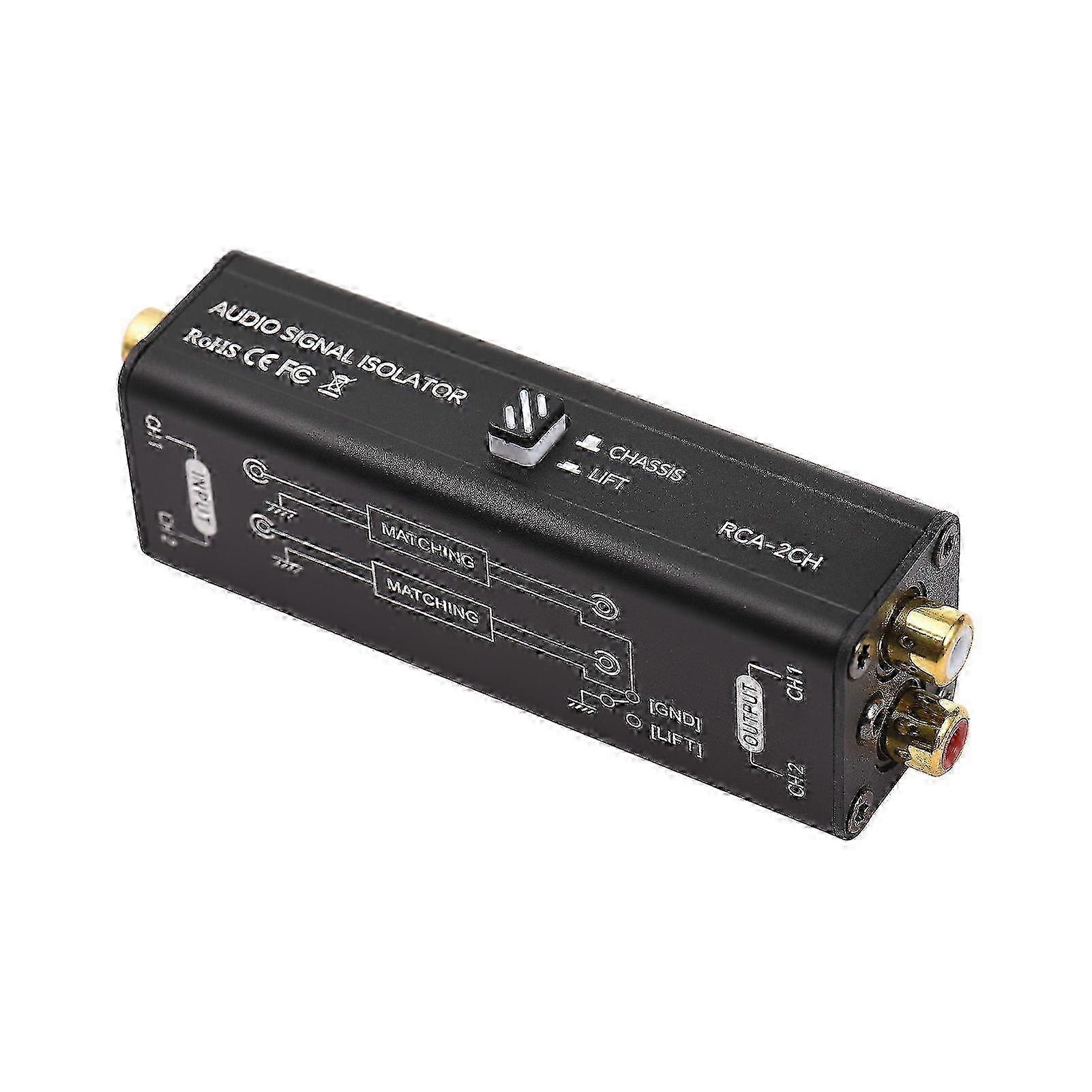Portable 2 Channels RCA Ground Loop Isolator Professional Hum Eliminator Audio