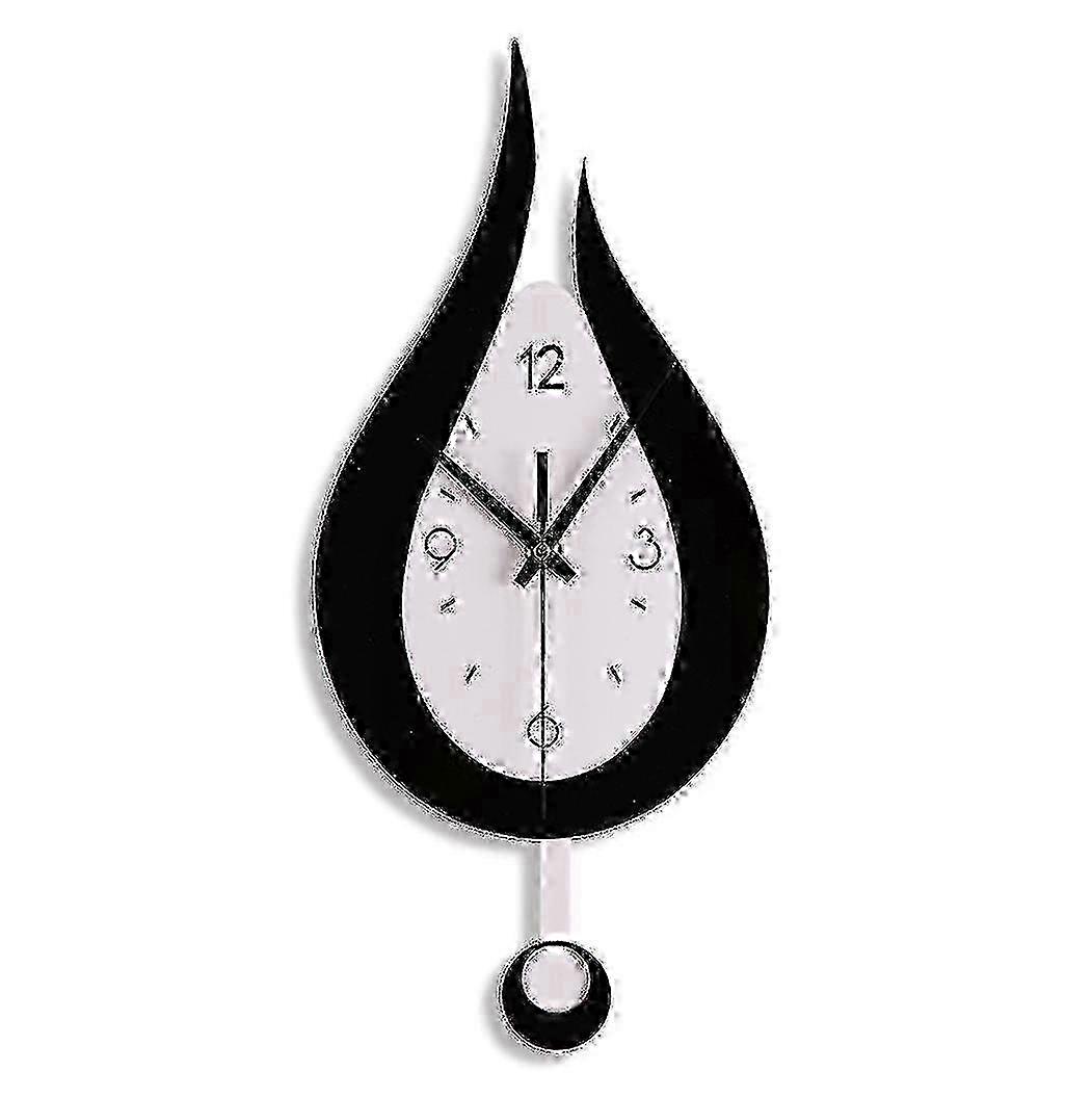 Modern Water Drop Design Silent Pendulum Wall Clock with Digital Display 0403