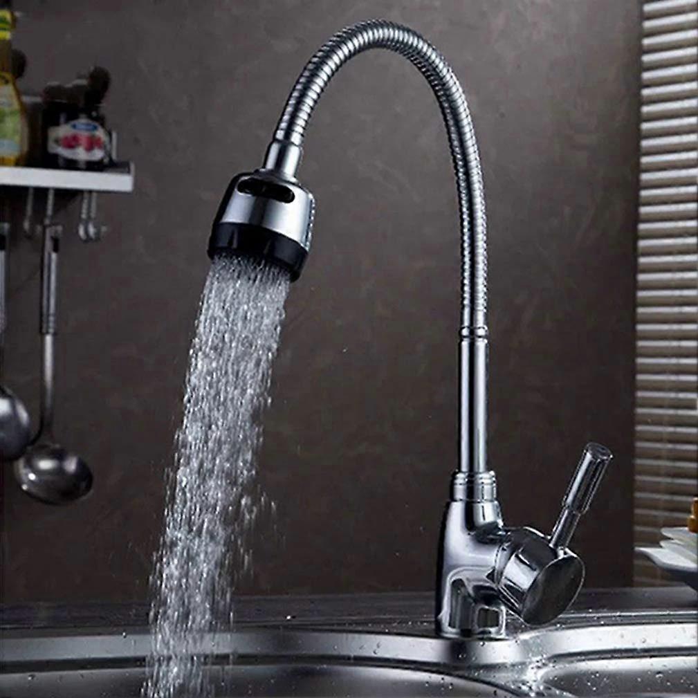 Chrome 360 Degree Rotation Kitchen Basin Tap Hot Cold Crane Solid Brass Deck Mounted 2Function Universal Spray Head