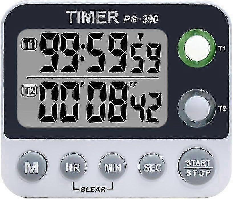 Dual Digital Kitchen Timer, Adjustable Volume Timer, Kitchen Timer, Stopwatch, Large LCD Screen/Timer for Meeting/Class9