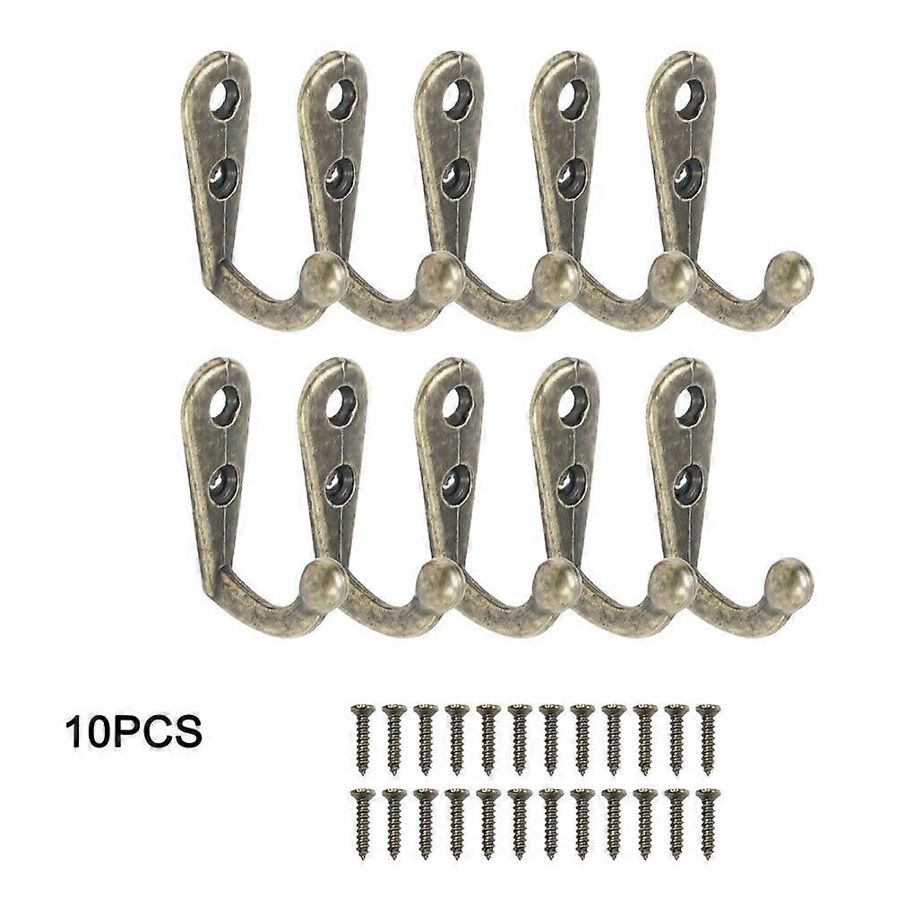 10 Pieces Coat hooks Single Wall Mounted Robe Hook Vintage Prong Hanger