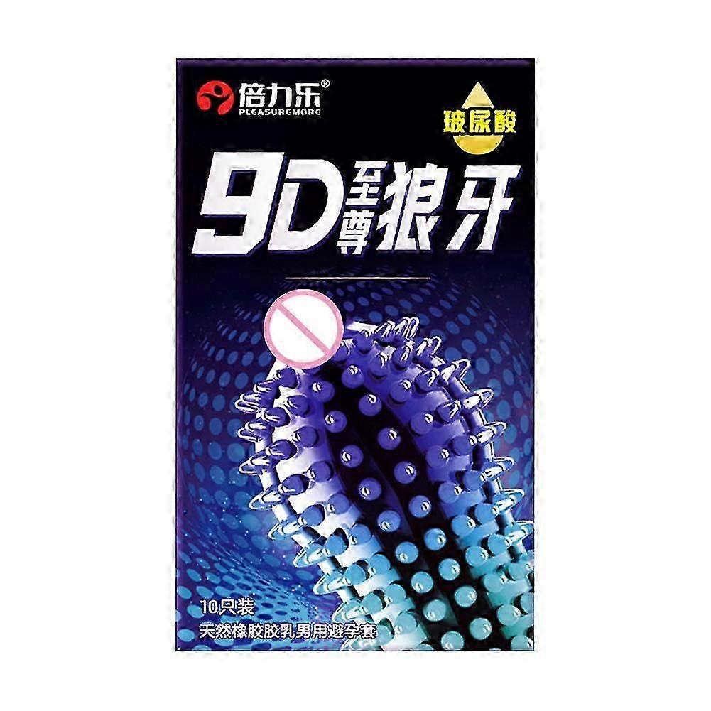 10Pcs Wolf Tooth Condoms 9D Multi-Particle Non-Irritating Daily Use