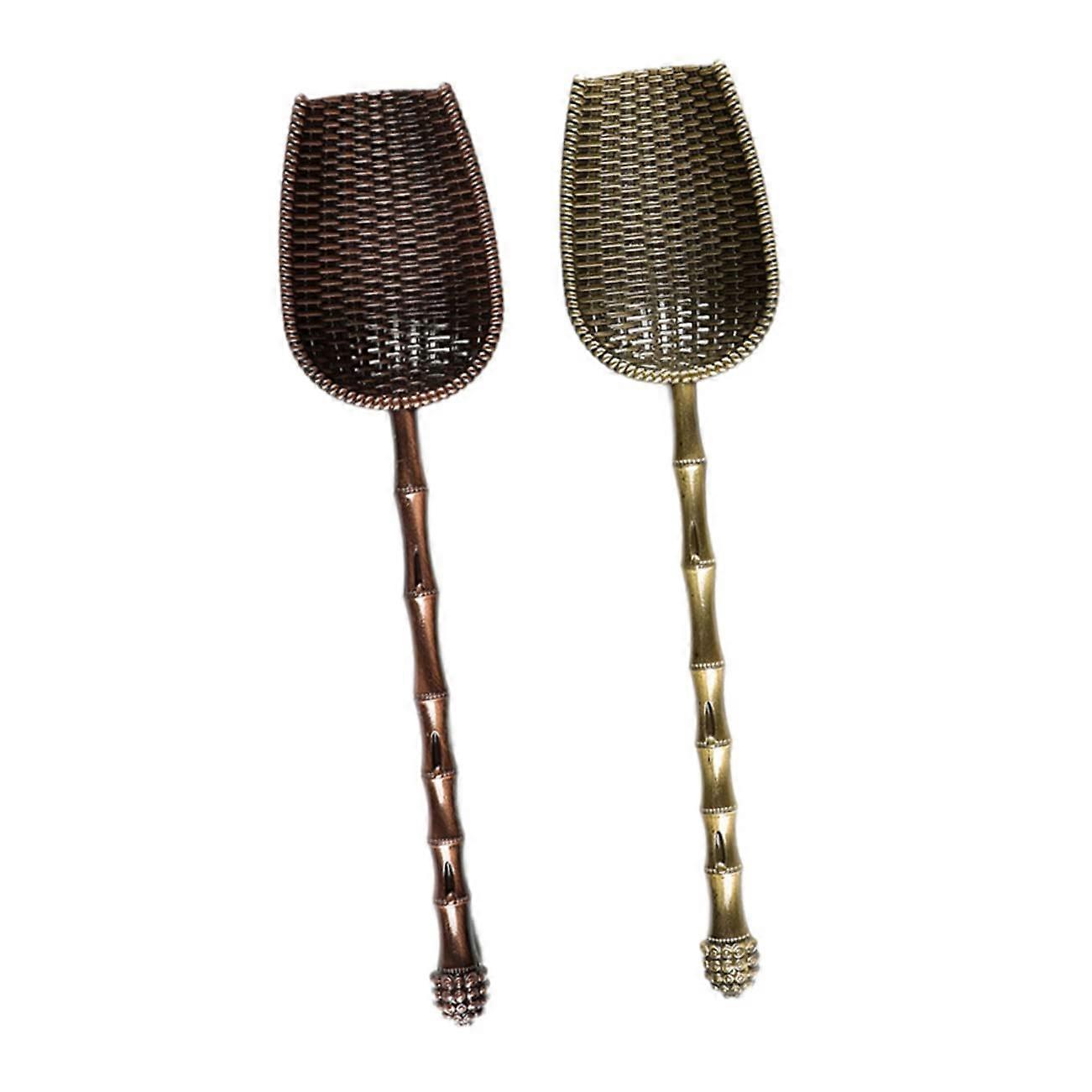 2 Pack Metal Tea Spoons with Long Handle for Loose Leaf Scooping and Serving, Chic Design