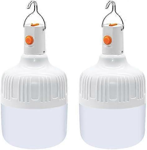 Ledeak 2 Pcs Camping Light, LED USB Rechargeable Camping Lantern Battery Powered Outdoor Tent Lamp with Hanging Hook, Dimmable 3 Modes Portable Light 