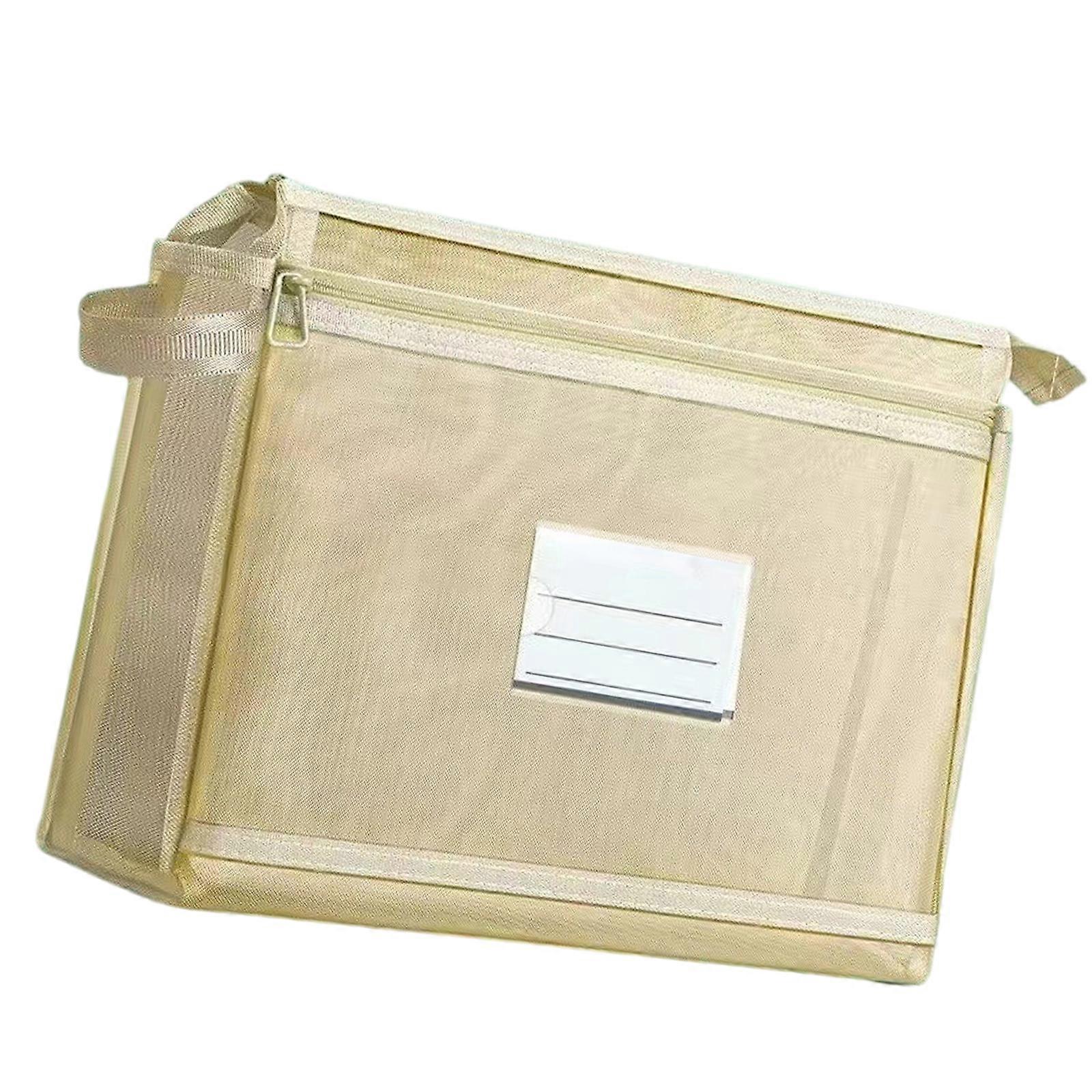 Double Layered Document Organiser Bag with Label Window Clear File Book Storage Pouches Document Folder Bag 32x26x6cm  Yellow