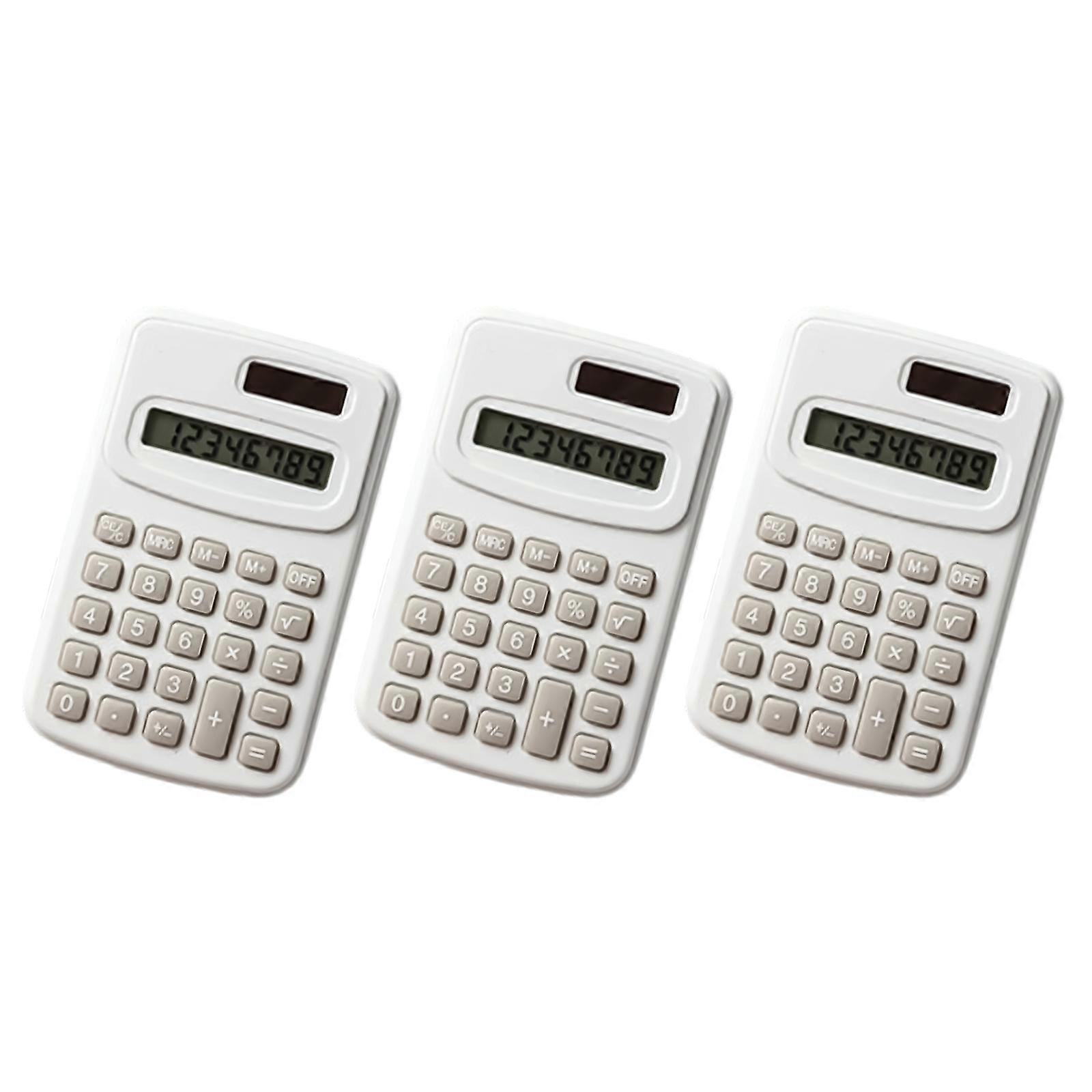 Solar Battery Operated 8Digit Calculator Large Screen For Office School Home Easy to Read Number Student Calculators  White