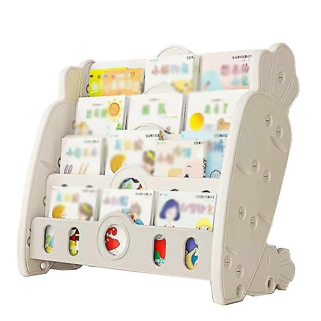 Kids Bookshelf Floor Standing Bookcase with 4 Tiers, White Storage Rack for Playroom, Bedroom, Nursery