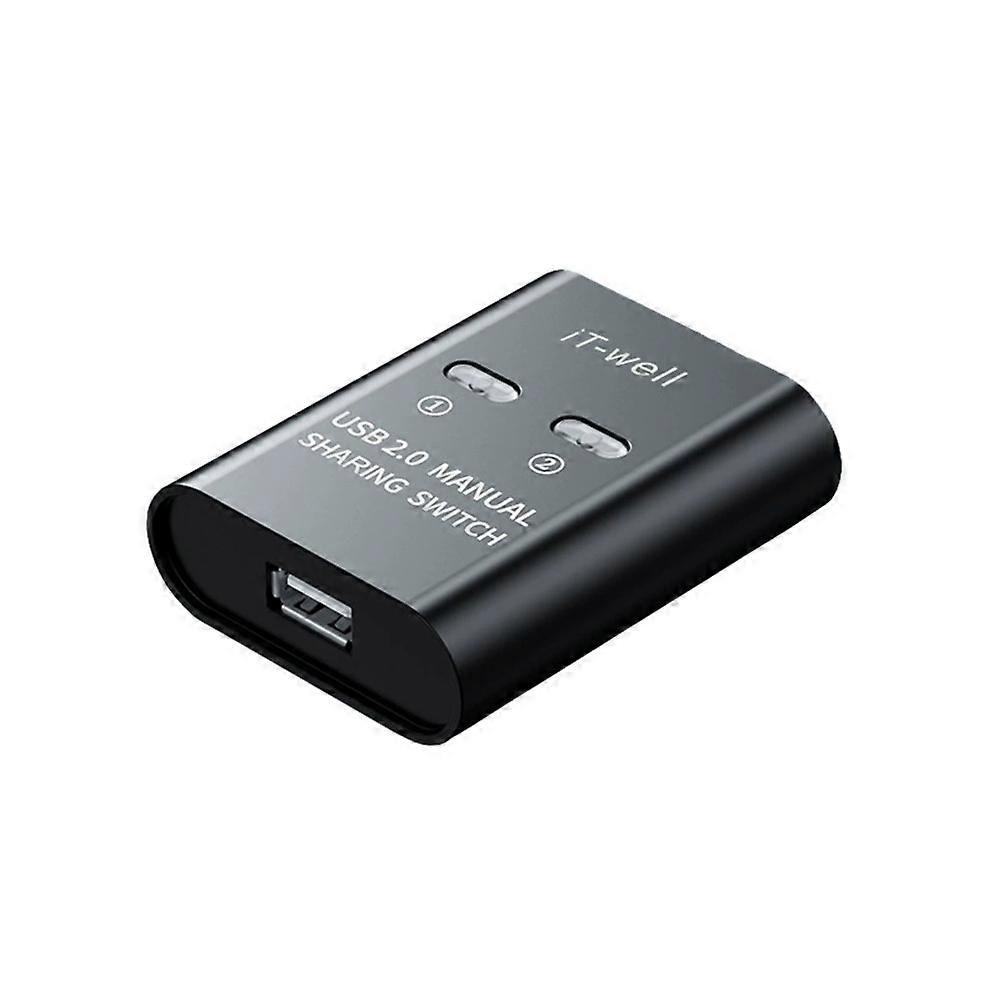 IT-Well USB Printer Switch HUB 2 Port Printing Switcher Box 2 Input 1 Output Cable Splitter for 2 Computers Share Printer Black