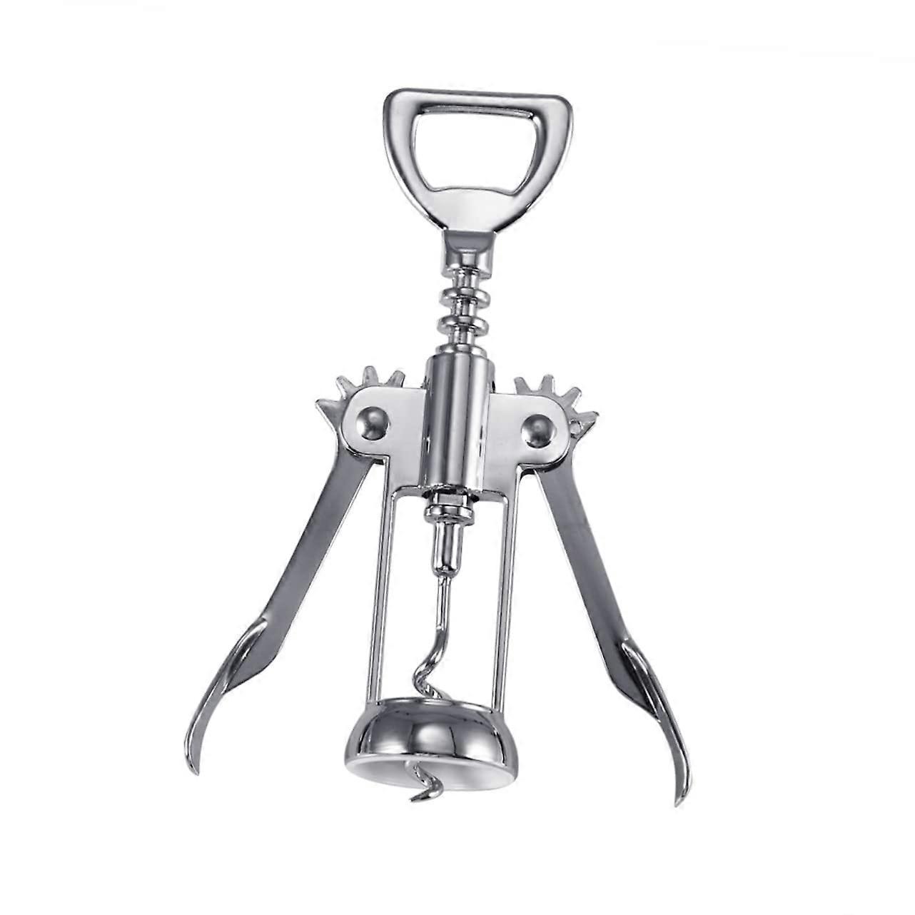 Winged Corkscrew Wine Opener with Plated Silver Finish for Easy Cork Removal at Home and Bar