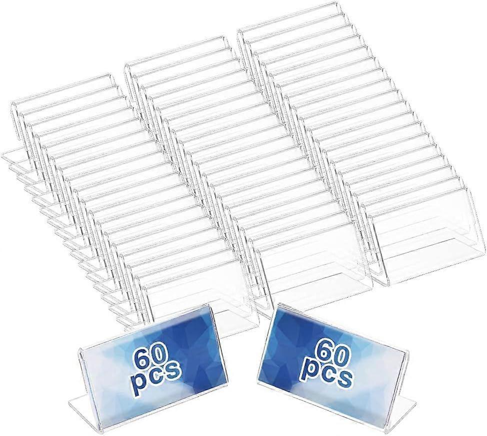 60pcs 1.57x0.7 Inch Acrylic Table Nameplate L-Shaped Clear Name Plates Tent Acrylic Name Plate Display for Office Business Conference Meetingroom Stud