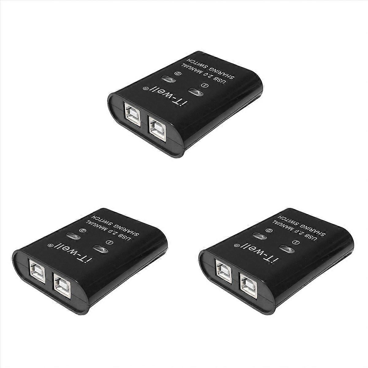 3X USB Printer Sharing Device, 2 in 1 Out Printer Sharing Device, 2-Port Manual Kvm Switching Splitt