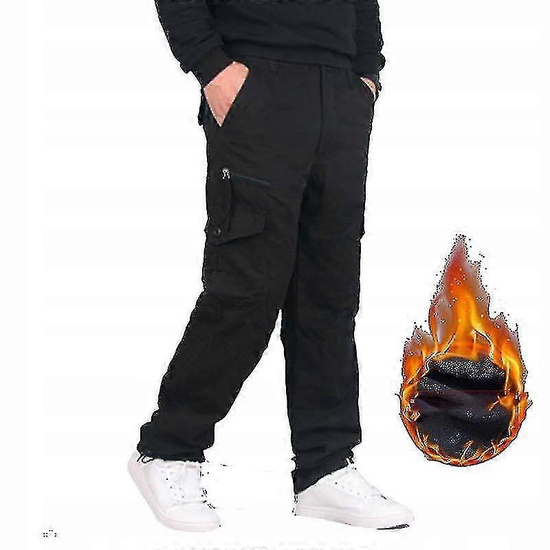 Pantalon thermique en polaire épaisse pour homme, pantalon décontracté d'hiver avec poche