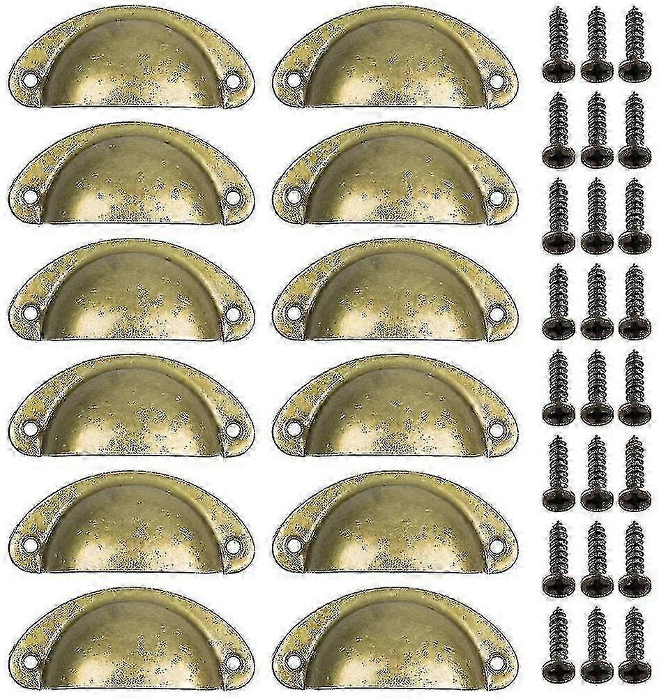 キッチン引き出しとキャビネット用の12ピースレトロ真鍮カップハンドル