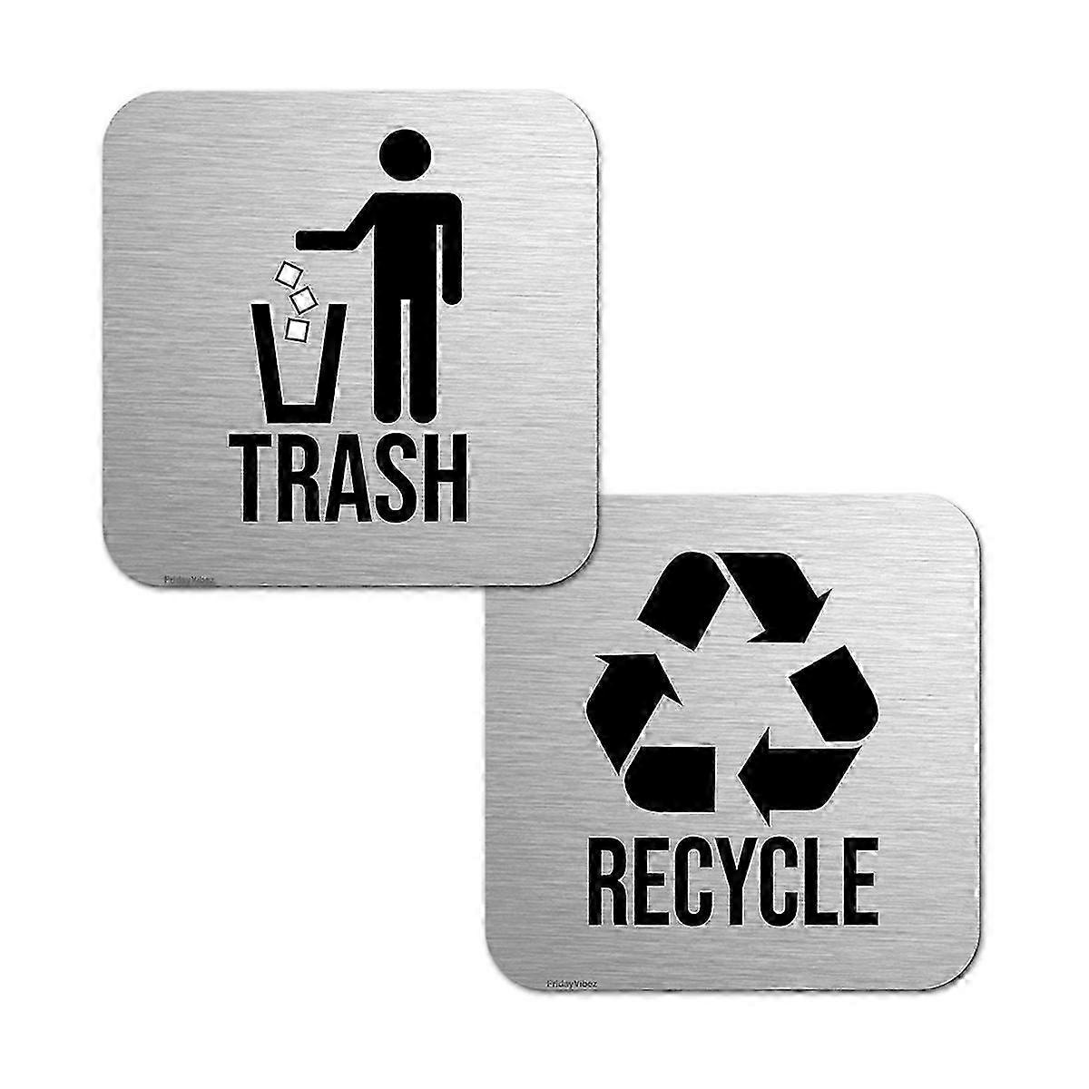 Recycle and Trash for Kitchen Trash Cans and Recycling Bins, Indoor Trash and Recycle Combo for Garbage Can Logo Symbol