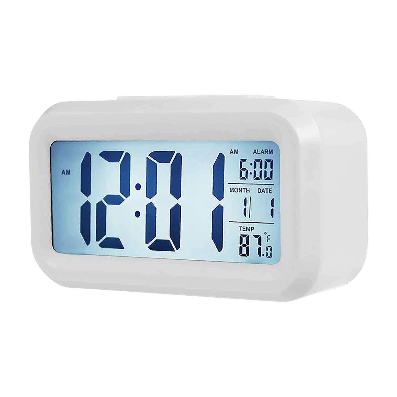 VALSEEL Digital Clock Temperature Version, Silent LCD Alarm Clock with Light Sensing, Compatible with Student Use