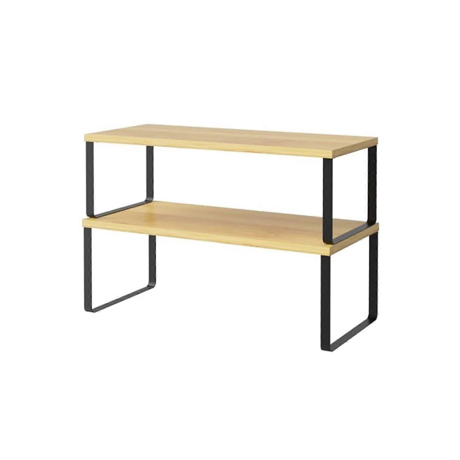 Spice Rack Organizer Set of 2 with Expandable Stackable Kitchen Counter Shelf for Storage  Black