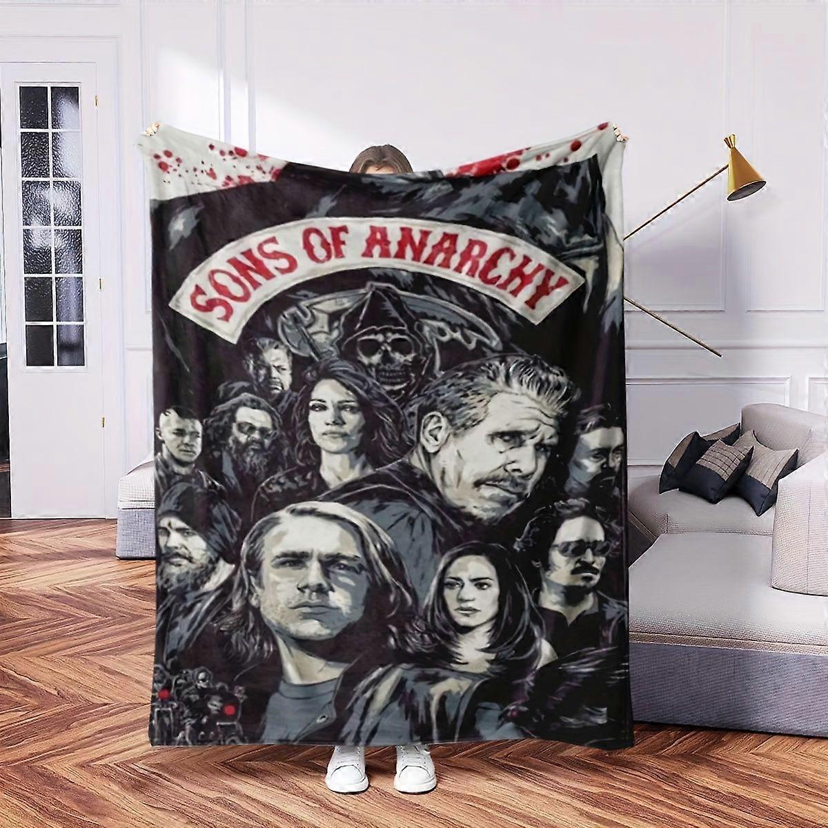 Sons of Anarchy TV Show Themed Flannel Blanket - Soft All-Season Throw with Vibrant Character Artwork, Multi-Use Couch B-PLKJD334