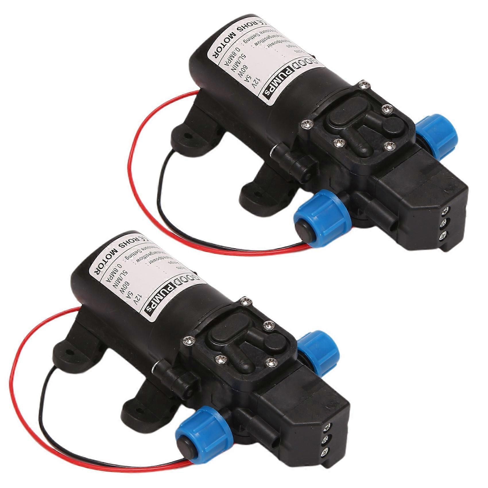 2X Black DC 12V 60W High-Pressure Mini Membrane Water Pump Automatic Shutdown 5L / Min