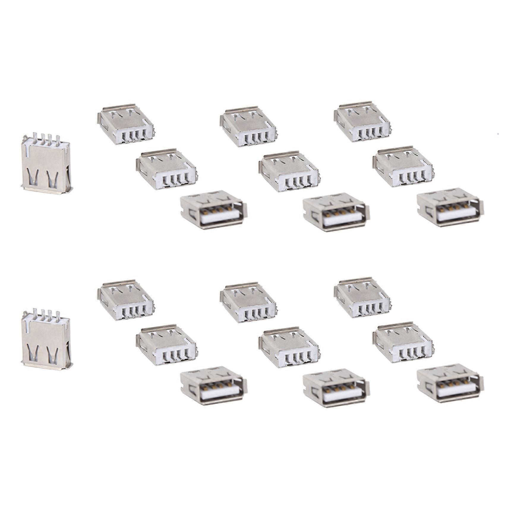 20 Pcs Straight Solder Type USB A Female Plug Jack Connector