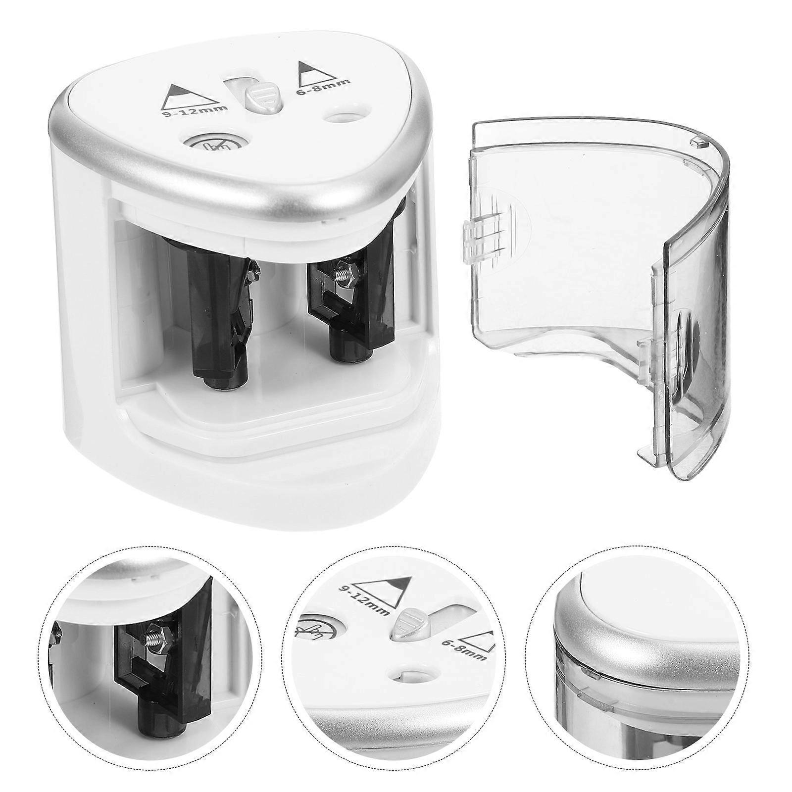 Electric Pencil Sharpener Automatic Battery Operated Pencil Sharpener with Dual Holes for 6-12mm Pencil Durable and Portable (Silver)
