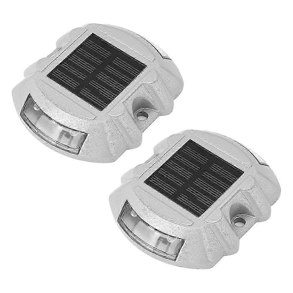 Reusable Solar Garden Lights for Pathway, 6 LED White Ground Studs 2Pcs