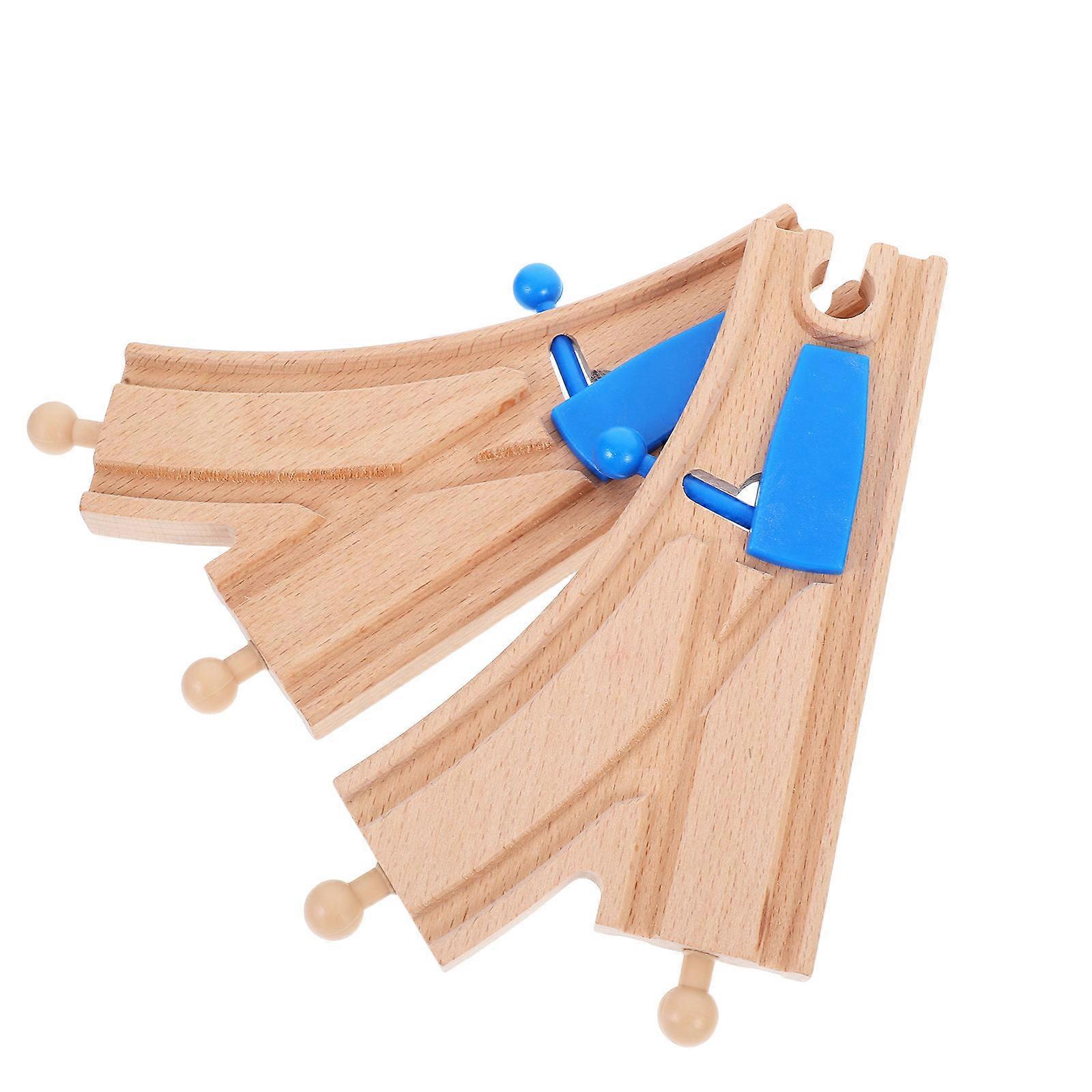 Wood Train Track Switch Track Components for Kid Toy Set 2Pcs