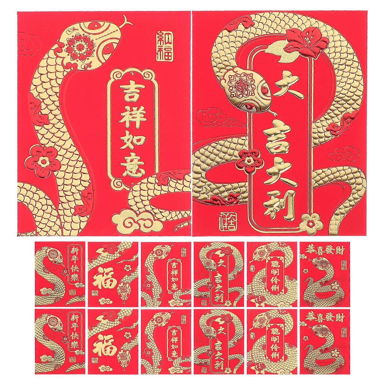 Lunar New Year Red Envelopes Paper Red Packets for Wine Storage 36Pcs