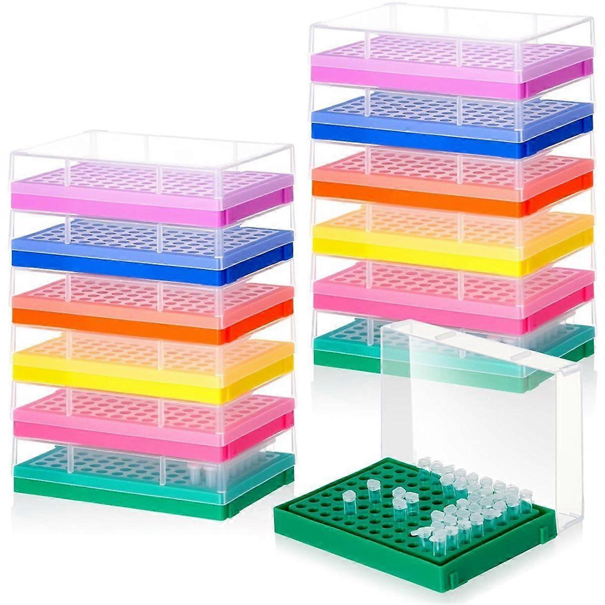 12 Pcs Tube Rack for 0.2ml Micro-Tubes 96 Holes 8 X 12 Array Tube Racks with Lid for Laboratory Ind
