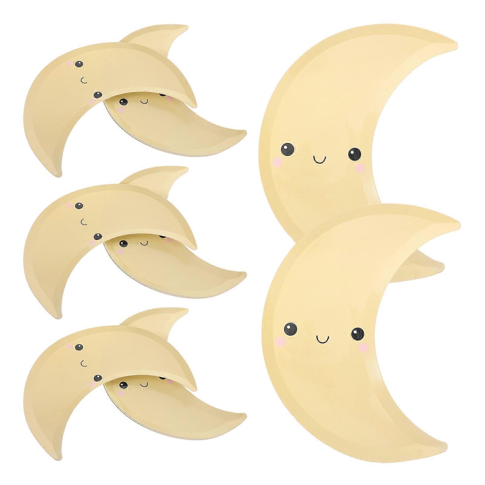 Lunar Party Plate for Party Use 8Pcs Moon Shaped Multi Color Paper Plates