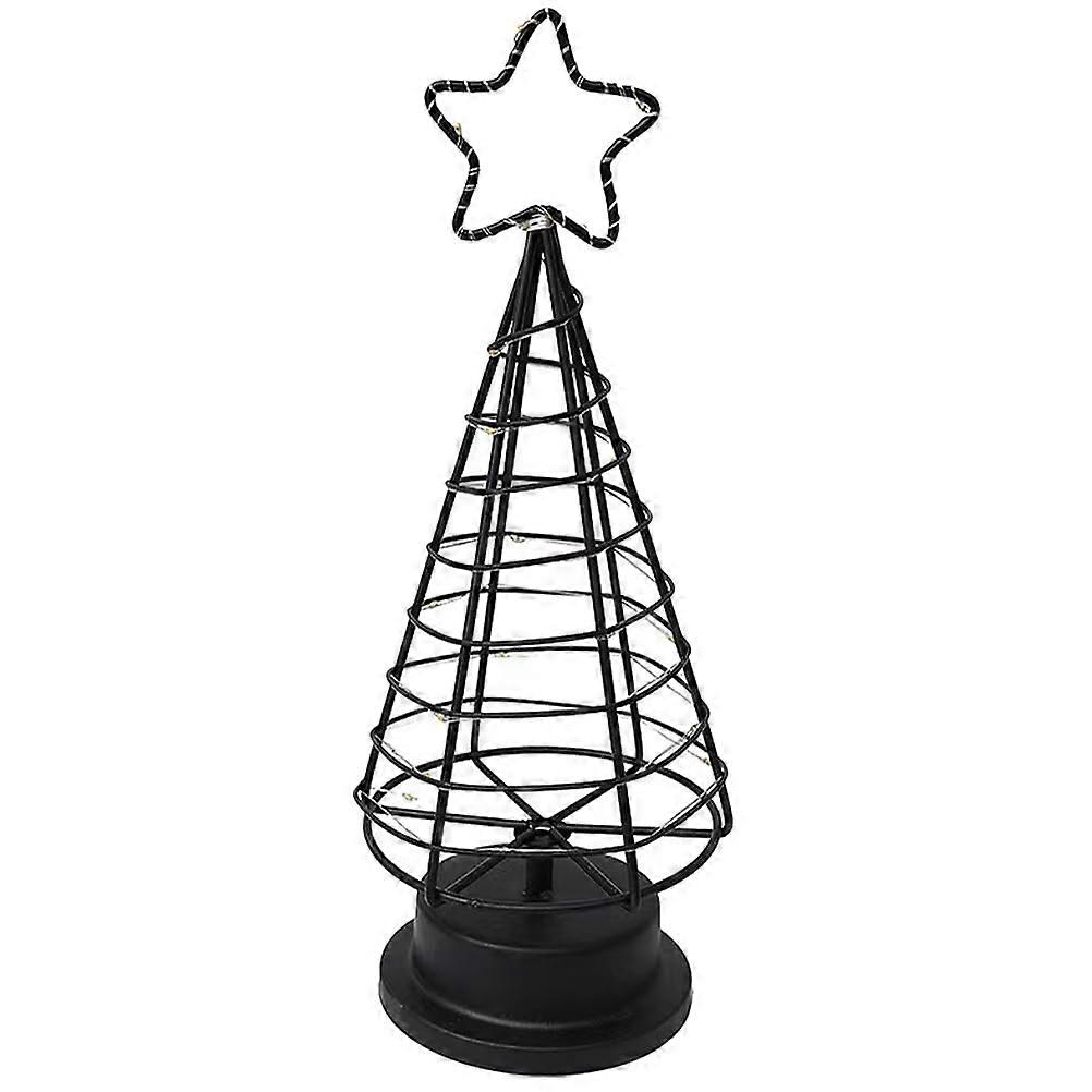 LED Spiral Christmas Tree Table Decoration with Warm Lights, Durable Iron, Desk or Mantel Décor
