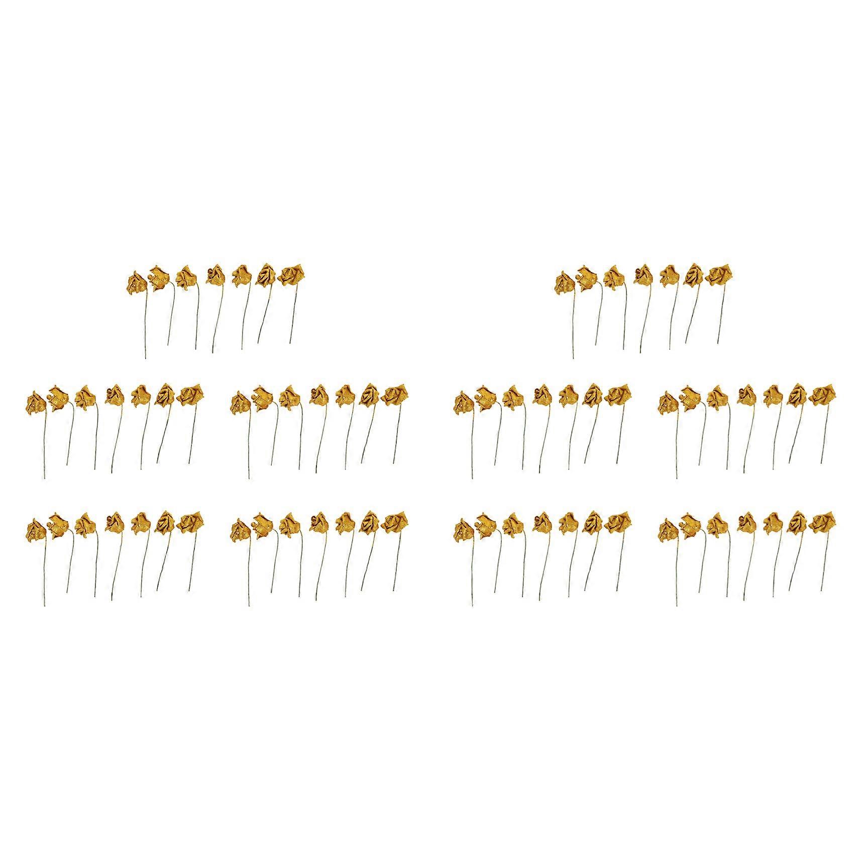 70Pcs Foam Glitter Artificial Rose Decor, Gold