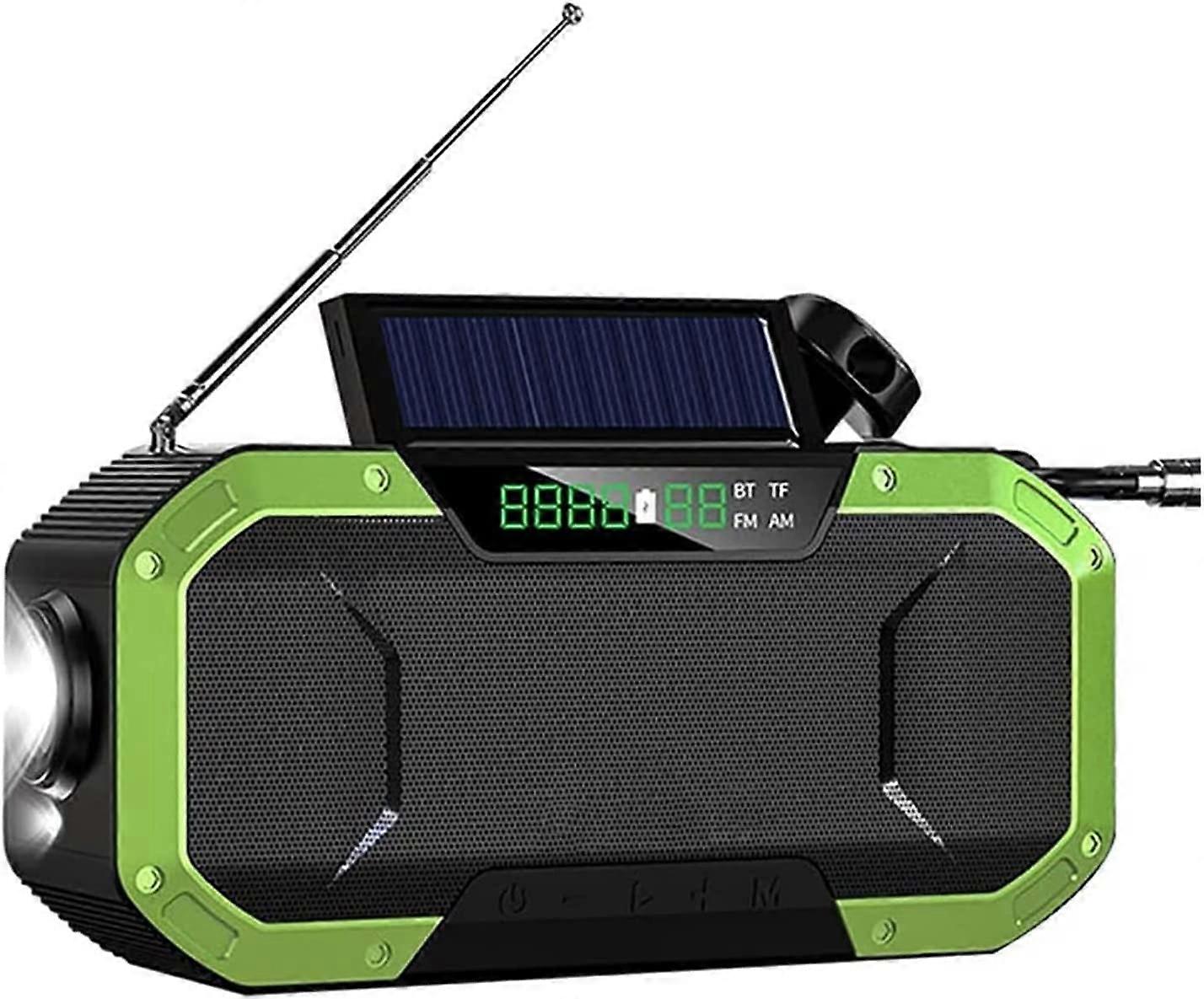 Emergency Weather Radio with NOAA Alerts, Solar Hand Crank, 5000mAh Charger, Bluetooth Speaker