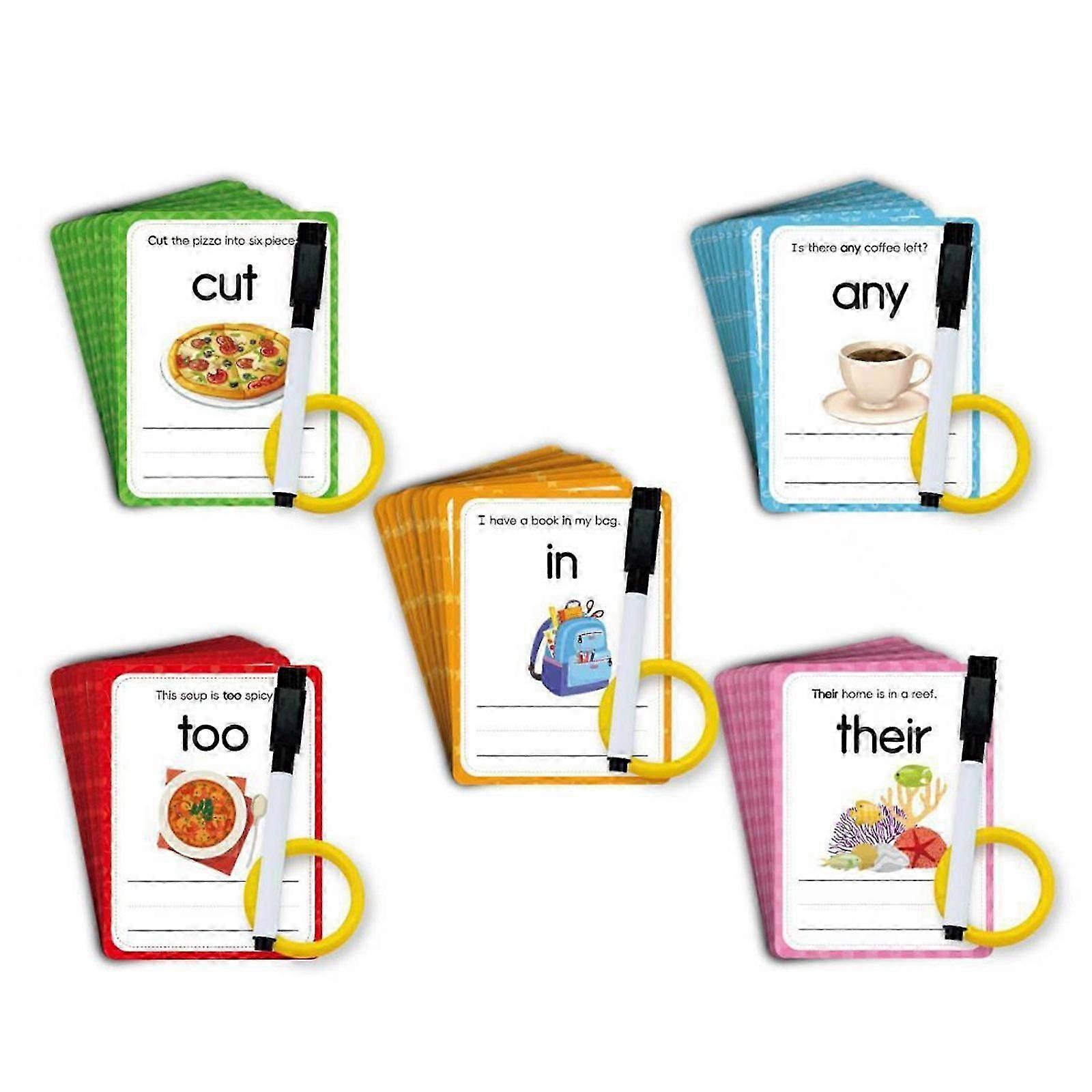 Double-Sided Erasable Sight Word Flashcards for Preschool & Kindergarten