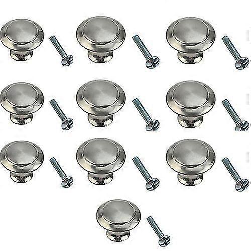 10 Pcs Durable Kitchen Stainless Steel Round Cupboard Knobs Drawer Cabinet Handle