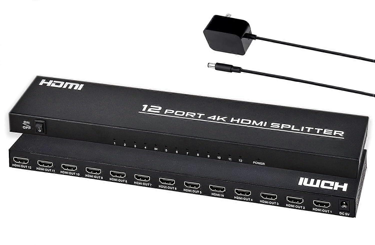 4K HDMI Splitter 1 In 12 Out for Multiple TVs, UHD Video Distribution for Gaming and Home Theater