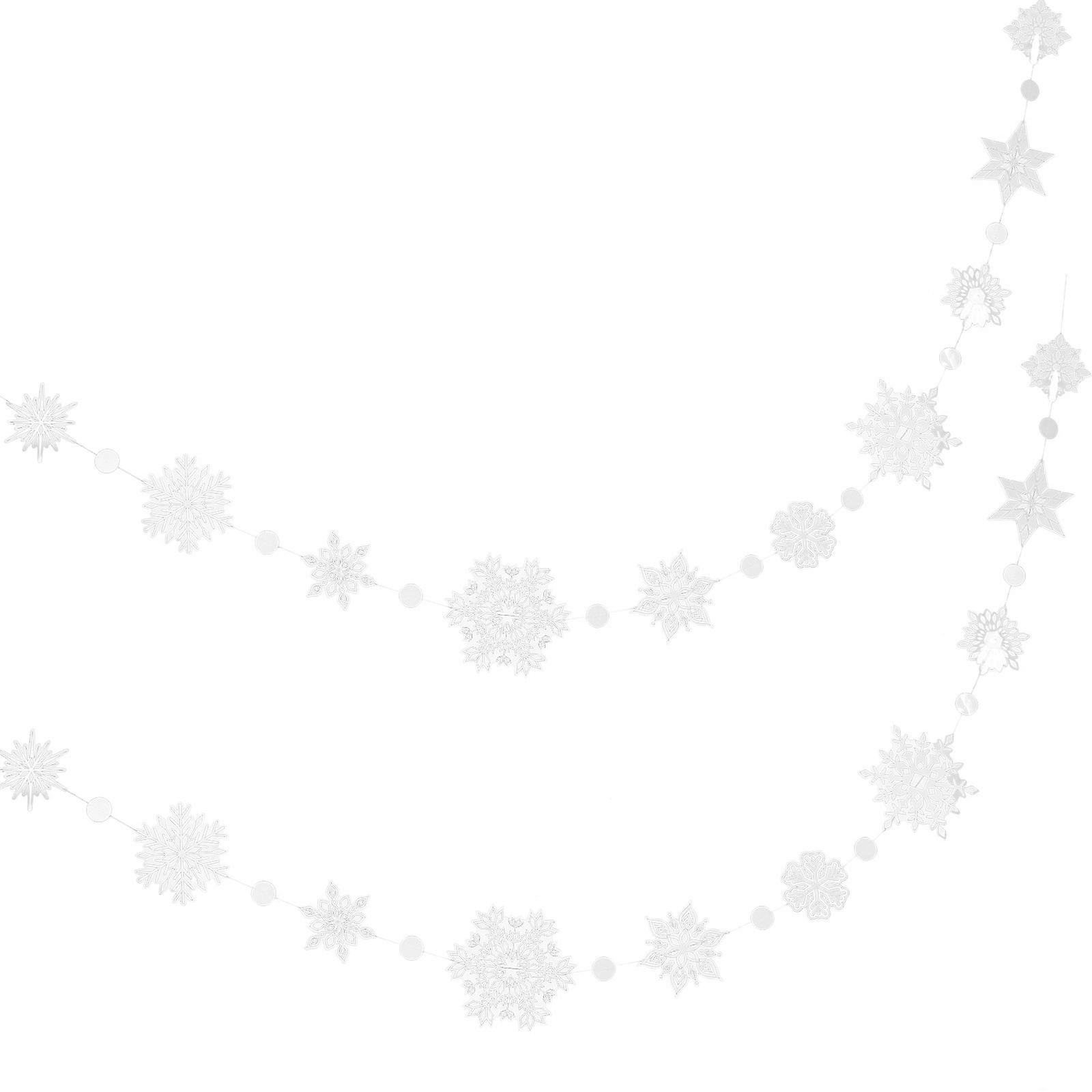 Snowflake Wall Decor Printing String Flags Christmas Design Lightweight PVC 250CM 2Pcs 1Set